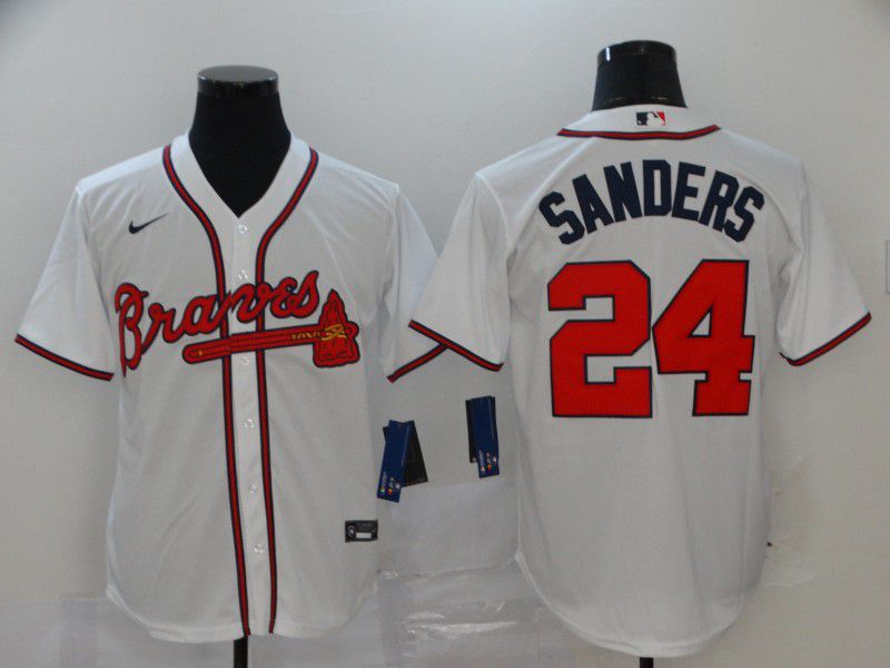 Men Atlanta Braves #24 Sanders White Nike Game MLB Jerseys